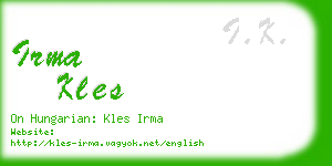 irma kles business card